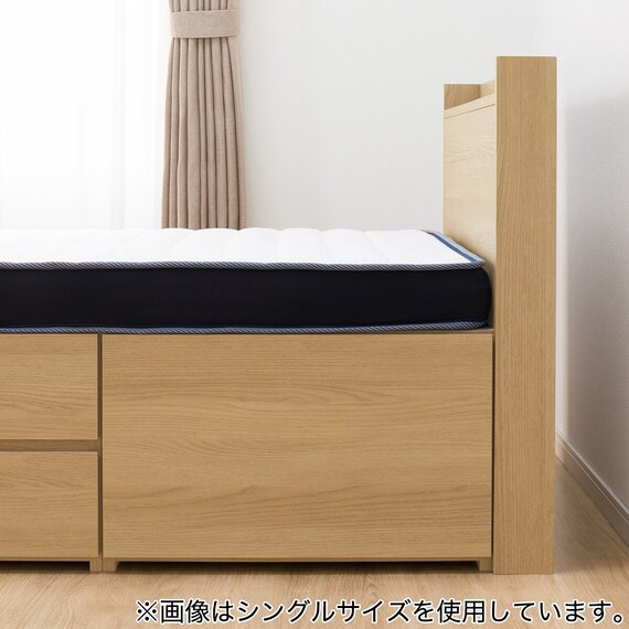 大容量収納×棚・コンセント付き】チェストベッド + マットレスセット 