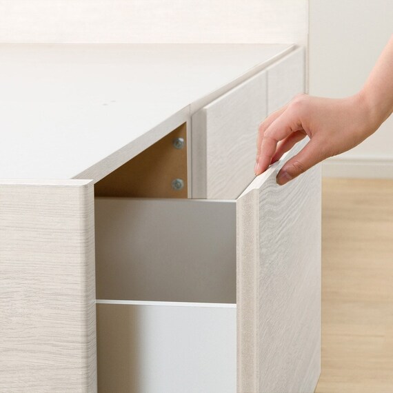 【大容量収納×棚・コンセント付き】セミダブルチェストベッドフレーム (N-ジオT2 40M-S すのこ WW) 23枚目画像