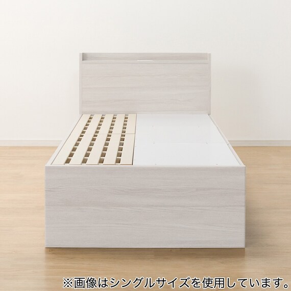 【大容量収納×棚・コンセント付き】チェストベッドフレーム ダブル (N-ジオT2 40M-S すのこ WW) 16枚目画像
