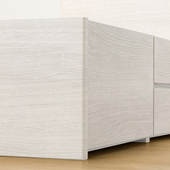 【大容量収納×棚・コンセント付き】チェストベッドフレーム ダブル (N-ジオT2 40M-S すのこ WW) 24枚目画像