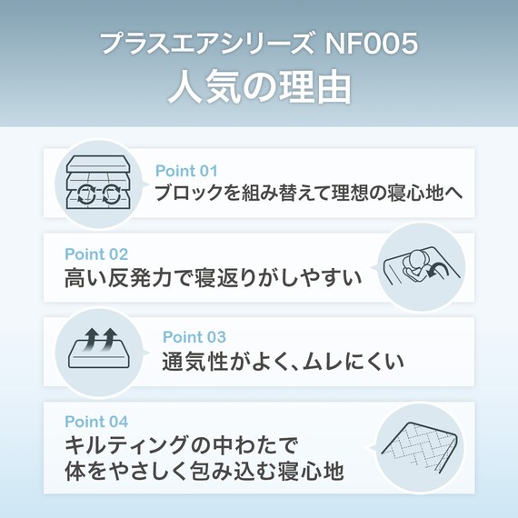通気性の良い高反発セミダブルマットレス(Nスリープ プラスエア NF005) 3枚目画像