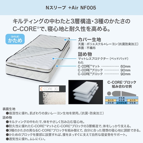 通気性の良い高反発セミダブルマットレス(Nスリープ プラスエア NF005) 9枚目画像