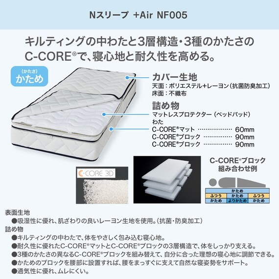 通気性の良い高反発ダブルマットレス(Nスリープ プラスエア NF005) 9枚目画像