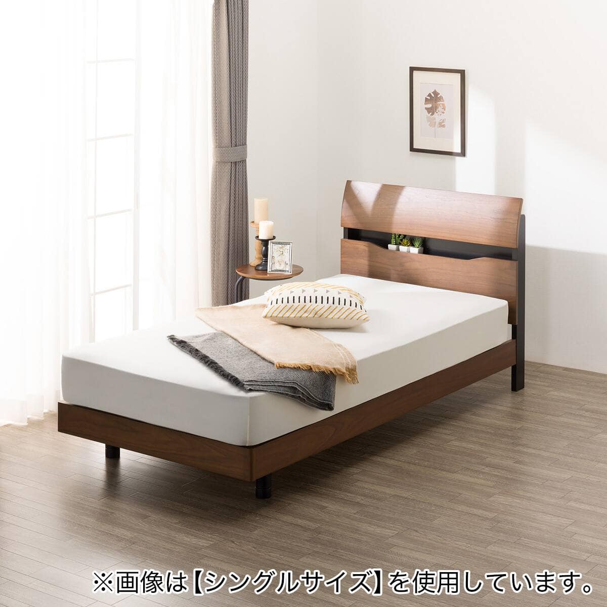 すのこベッドフレーム シングル (MF403 棚・コンセント付き MBR