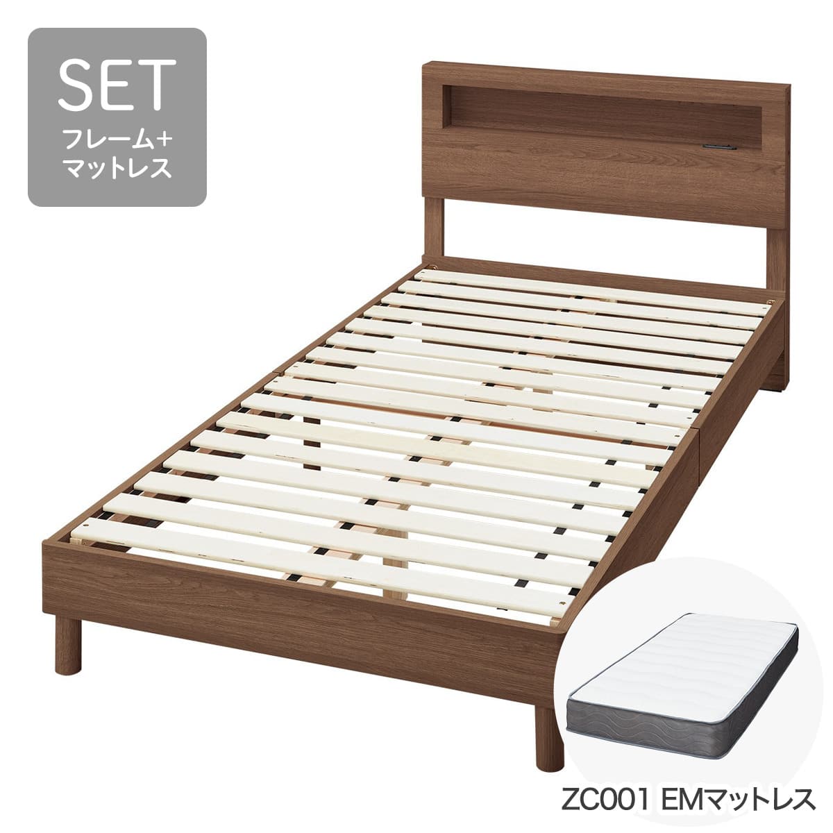 ニトリのベットとマット ニトリ（NITORI） すのこセミダブルベッド(ソルバ4/マットレス用