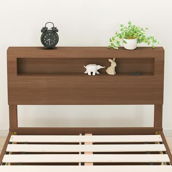 シングルベッドフレーム(ヘンリック 棚・コンセント付き KD MBR) 5枚目画像