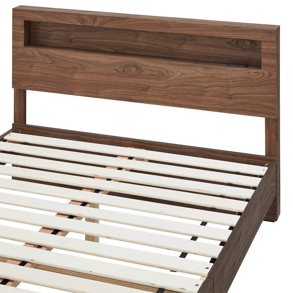 セミダブルベッドフレーム(ヘンリック 棚・コンセント付き MBR