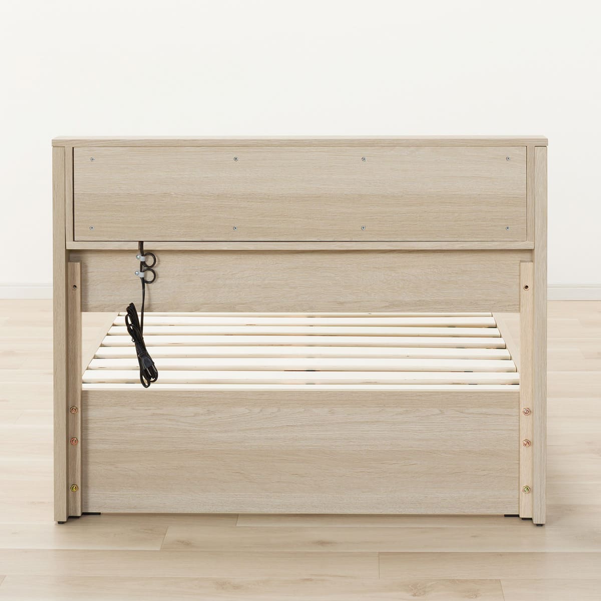 シングルベッドフレーム(ヘンリック 棚・コンセント付き KD GW