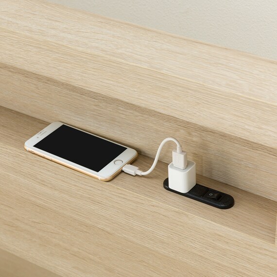 シングルベッドフレーム(ヘンリック 棚・コンセント付き KD GW) 9枚目画像