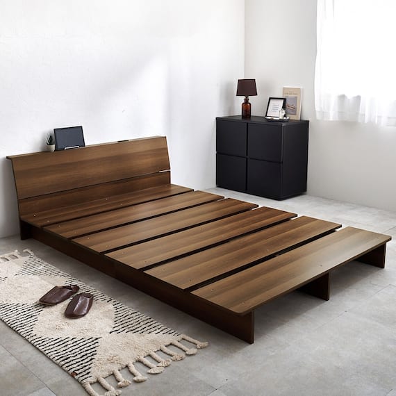 セミダブル お部屋を広く見せるステージベッド (ヘッド付き幅140cm BR) 1枚目画像