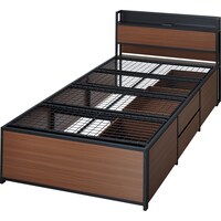 シングルベッドフレーム(CL402 収納・コンセント付き MBR/BK)