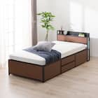 チェストベッドフレーム シングル (CL402 棚・コンセント付き MBR/BK) 1枚目画像