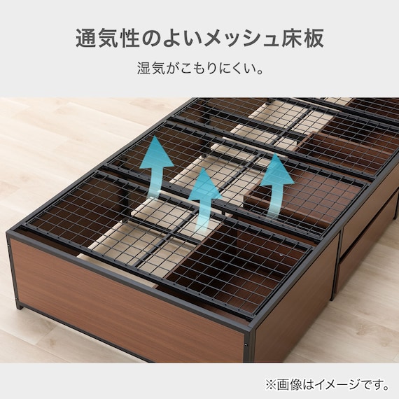 チェストベッドフレーム シングル (CL402 棚・コンセント付き MBR/BK) 5枚目画像