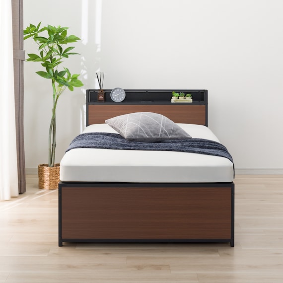 チェストベッドフレーム シングル (CL402 棚・コンセント付き MBR/BK) 7枚目画像