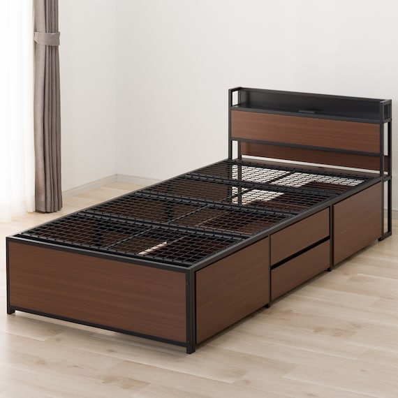 チェストベッドフレーム シングル (CL402 棚・コンセント付き MBR/BK) 8枚目画像