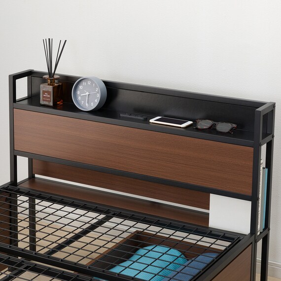 チェストベッドフレーム シングル (CL402 棚・コンセント付き MBR/BK) 13枚目画像