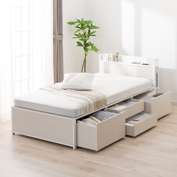 シングルベッドフレーム(CL402 収納・コンセント付き WW/WH) 6枚目画像