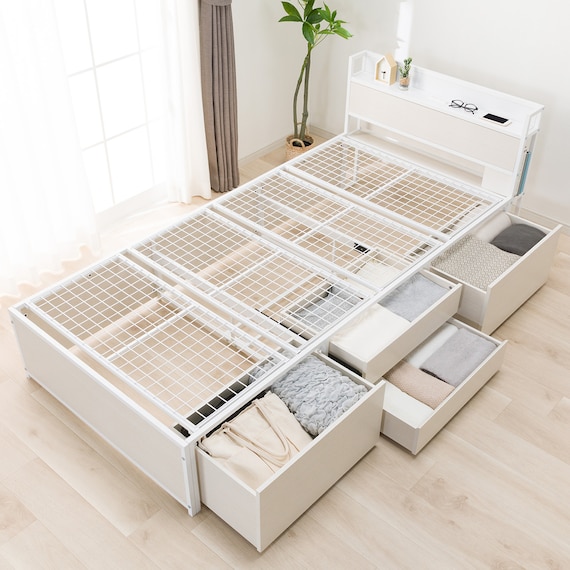 シングルベッドフレーム(CL402 収納・コンセント付き WW/WH) 11枚目画像