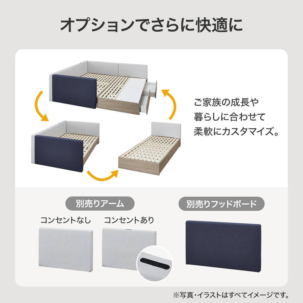 傷・汚れに強い ファブリックベッドフレーム セミダブル ステーション