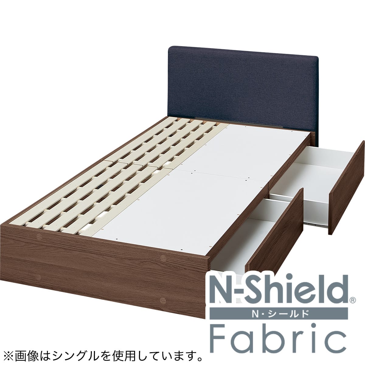 傷・汚れに強い 収納付きファブリックベッドフレーム シングル