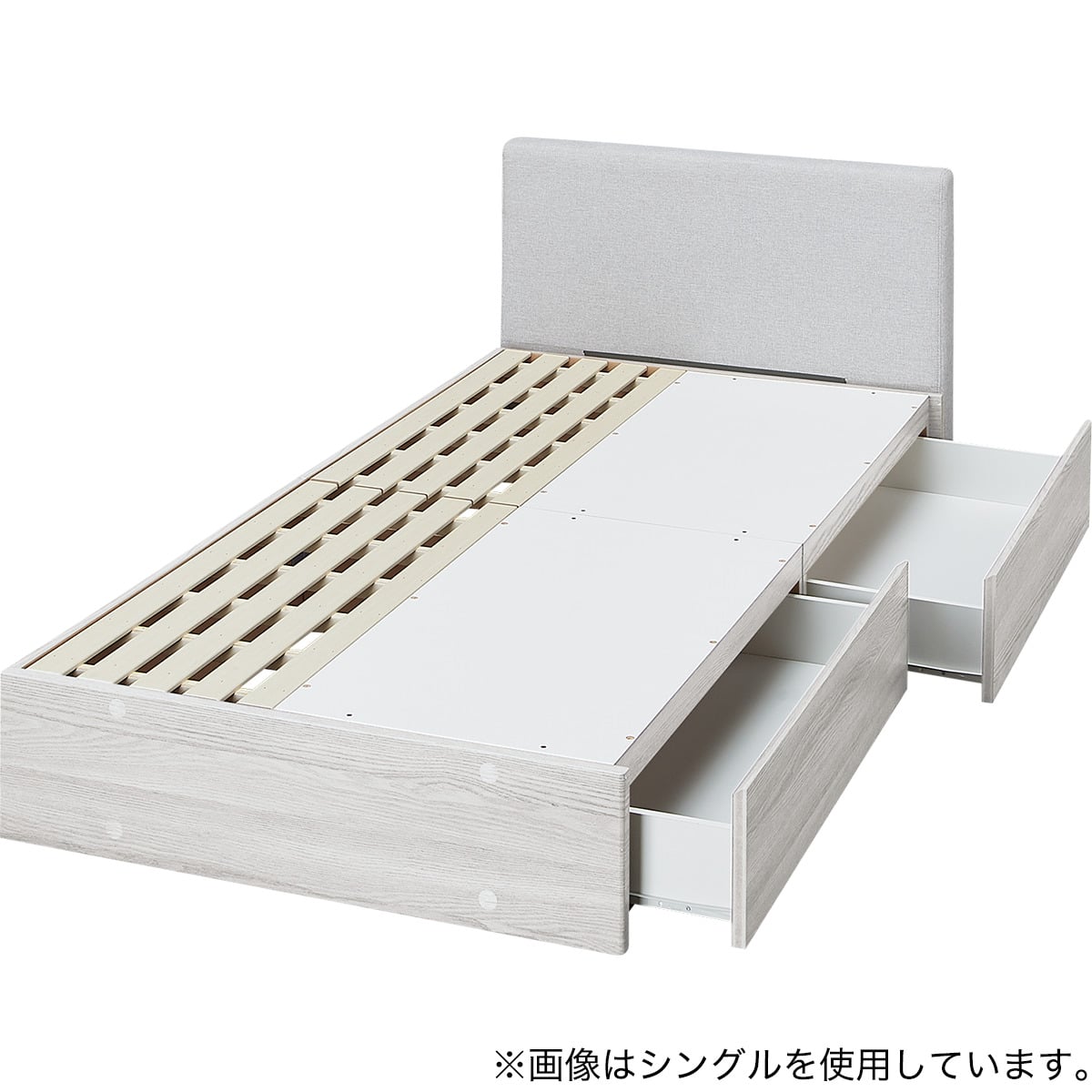 収納付きファブリックベッドフレーム セミダブル 引き出しタイプ