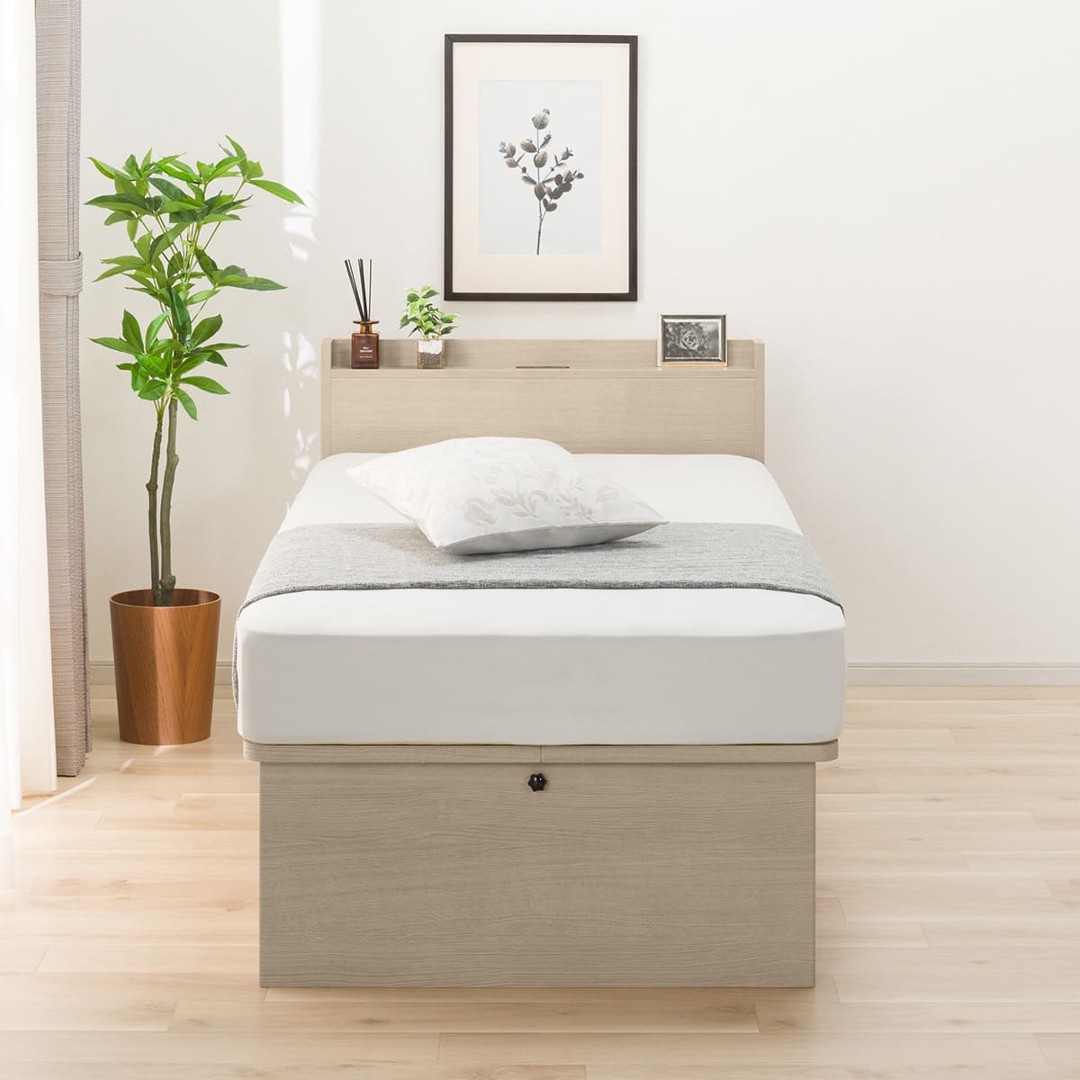 シングル収納付きベッドフレーム(N-ジオ T2-LU たて開きGW) | ニトリ