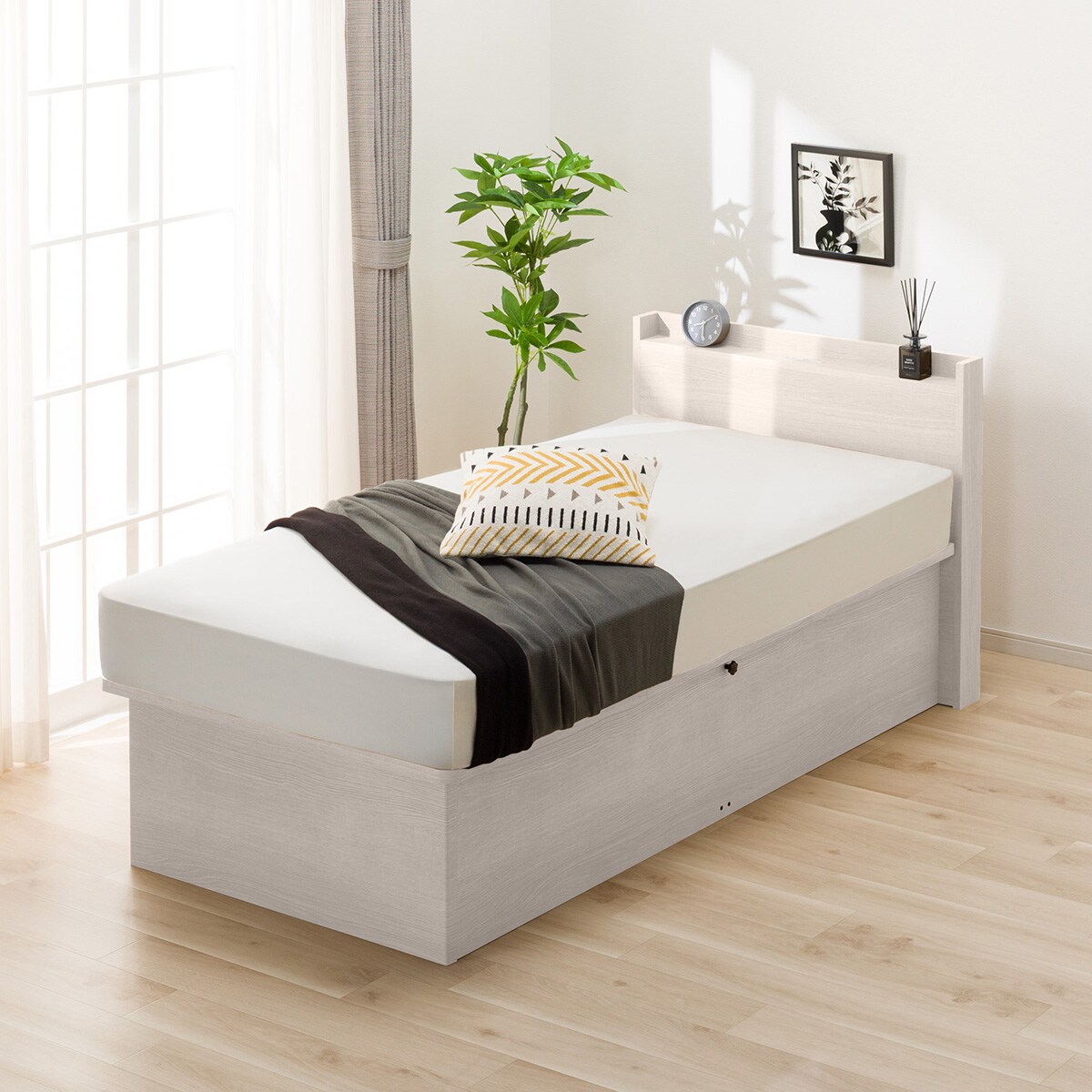 シングル収納付きベッドフレーム(N-ジオ T2-LU よこ開き WW) | ニトリ