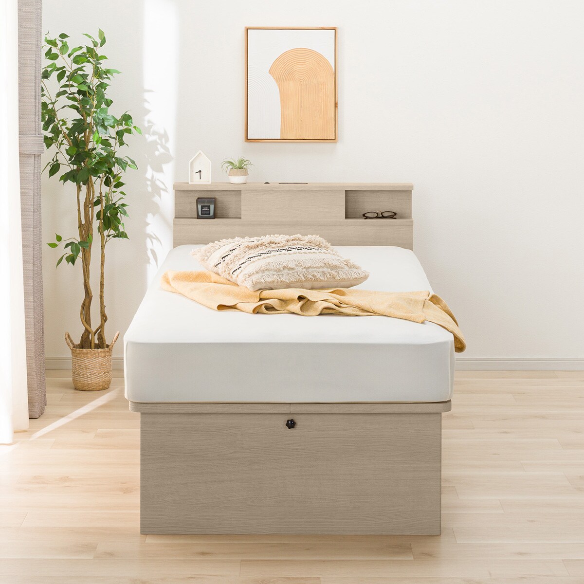 シングル収納付きベッドフレーム(N-ジオ C-LU たて開き GW) | ニトリ