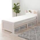 セミシングルショート ベッドフレーム (ボンネルコイルマットレス付き ホワイトウォッシュ) 1枚目画像