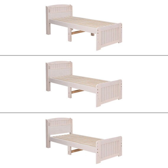 セミシングルショート ベッドフレーム (ボンネルコイルマットレス付き ホワイトウォッシュ) 4枚目画像