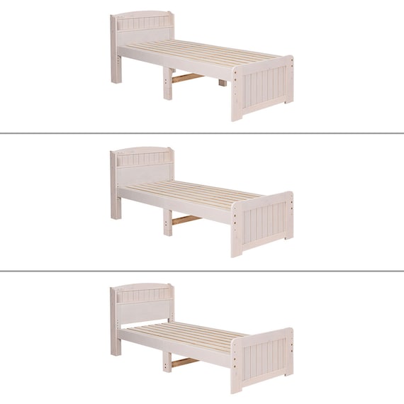 セミシングルショート ベッドフレーム (ボンネルコイルマットレス付き ホワイトウォッシュ) 4枚目画像