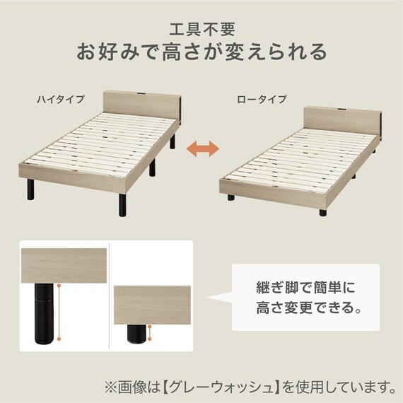 シングル棚付きすのこベッドフレームマットレスセット(MD002 GW/RX05) 10枚目画像