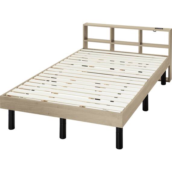 棚付きセミダブルすのこベッド(MD001 GW) 1枚目画像