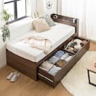 シングル 棚コンセント付きチェストベッドフレーム (SCL 深引きタイプ ブラウン) 1枚目画像