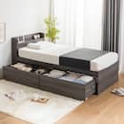 シングル 棚コンセント付きチェストベッドフレーム (SCL 深引きタイプ グレー) 1枚目画像