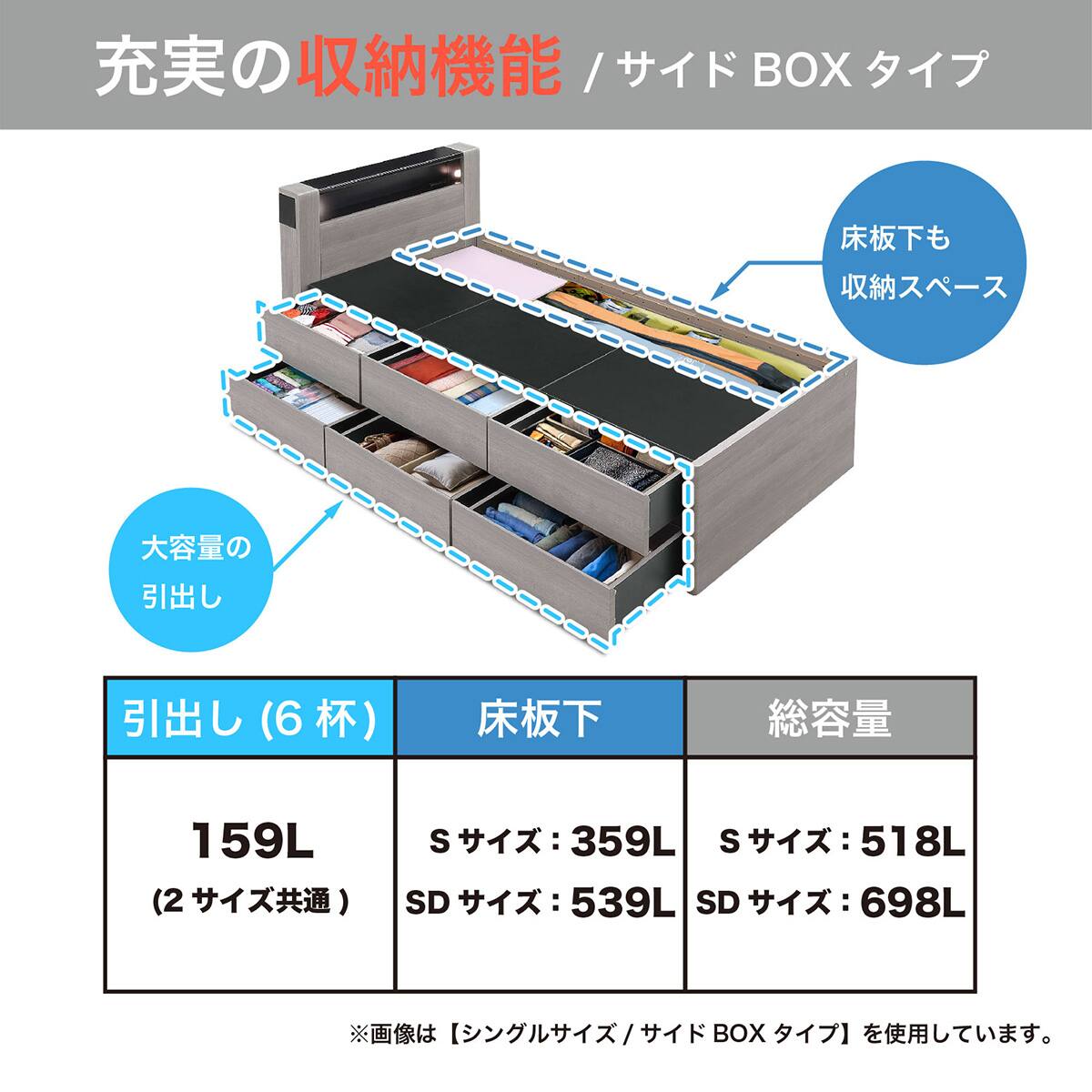 セミダブル 収納付きベッドフレーム (サイドボックスタイプ) | ニトリ
