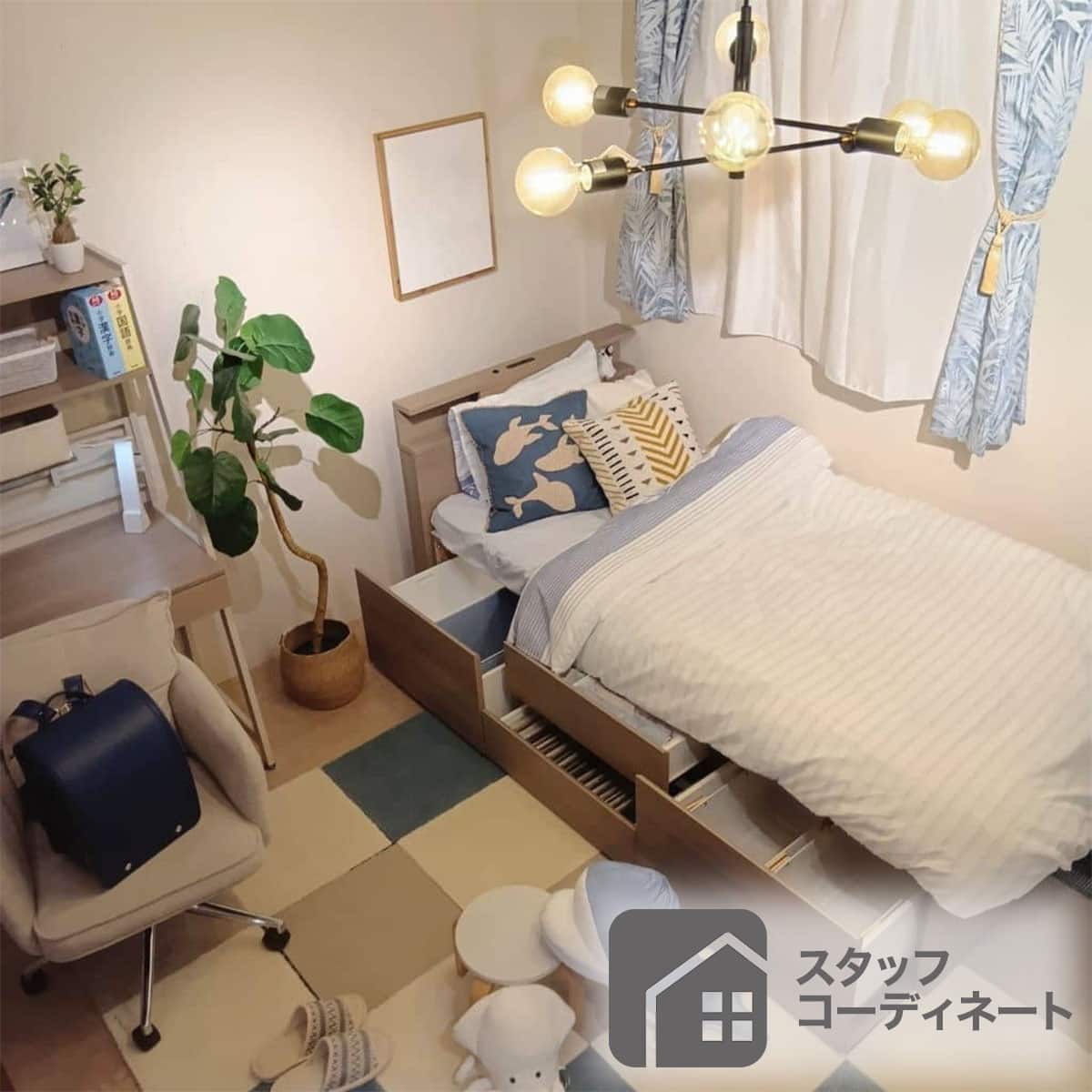 大容量収納×棚・コンセント付き】チェストベッドフレーム シングル (N