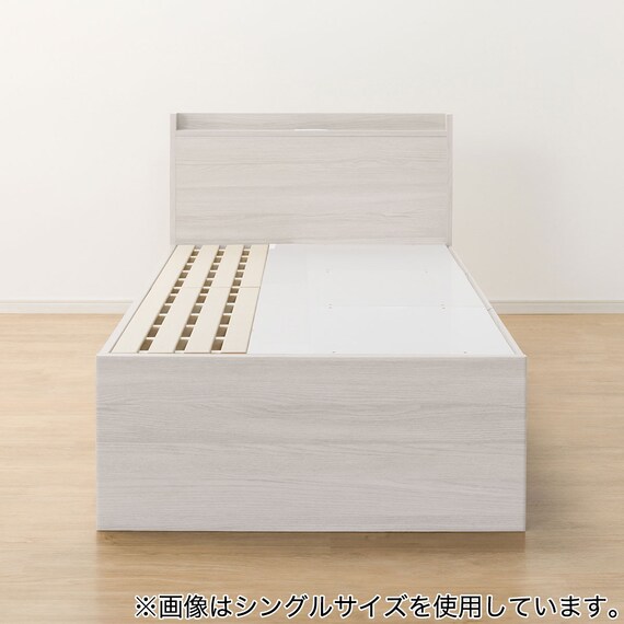【大容量収納×棚・コンセント付き】チェストベッドフレーム セミダブル (N-ジオT2-DP 40O-S すのこ WW) 15枚目画像