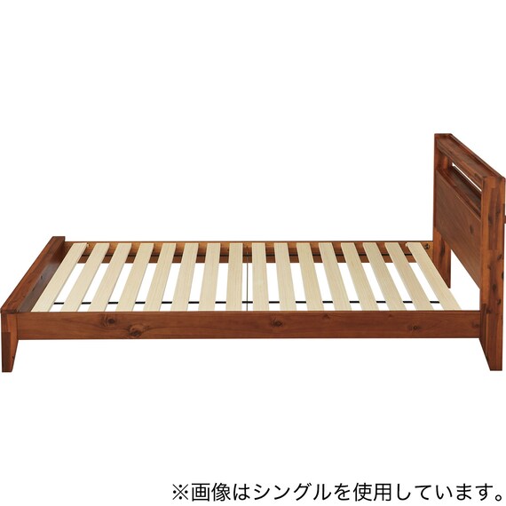 ダブルすのこベッドフレーム(MF501 キャビネット 棚/コンセント/照明付き BR) 3枚目画像