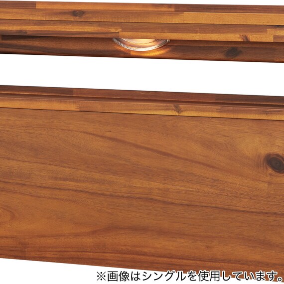 ダブルすのこベッドフレーム(MF501 キャビネット 棚/コンセント/照明付き BR) 7枚目画像