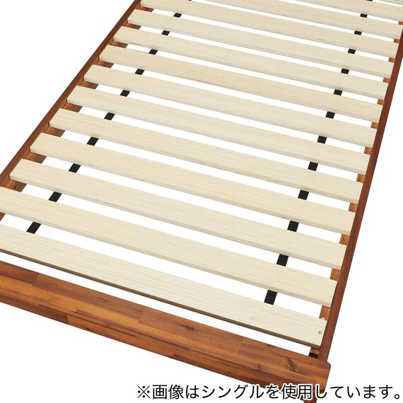 ダブルすのこベッドフレーム(MF501 キャビネット 棚/コンセント/照明付き BR) 9枚目画像