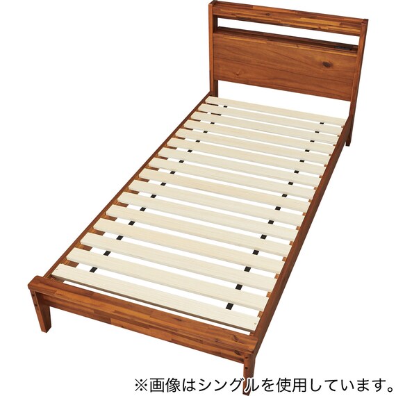 ダブルすのこベッドフレーム(MF501 キャビネット 棚/コンセント/照明付き BR) 10枚目画像