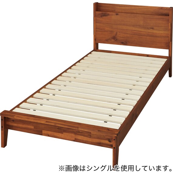 セミダブルすのこベッドフレーム(MF501 フラットタイプ  棚付き BR) 1枚目画像