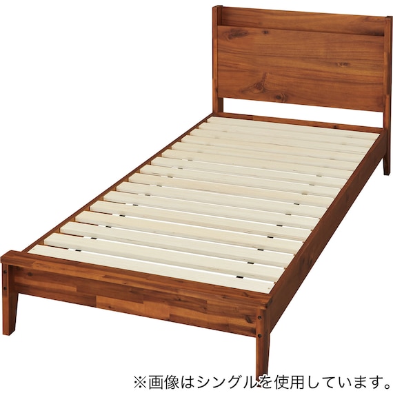 セミダブルすのこベッドフレーム(MF501 フラットタイプ 棚付き BR) 1枚目画像