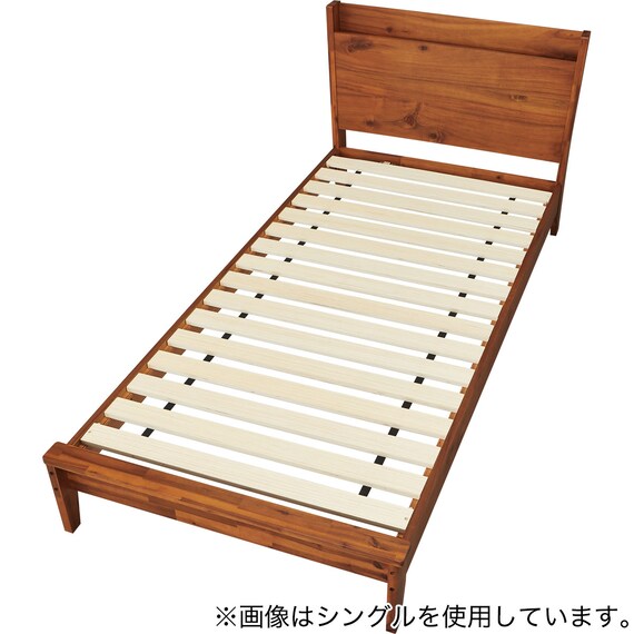 セミダブルすのこベッドフレーム(MF501 フラットタイプ  棚付き BR) 3枚目画像