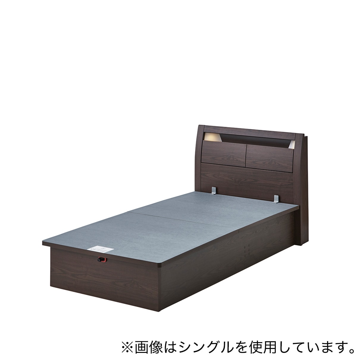 【新品未使用】ニトリシングルベッドフレーム(OPKG宮・照明付き 縦開き 深型) シングルベッドフレーム(OP KG 宮・照明付き 縦開き 深型 MBR