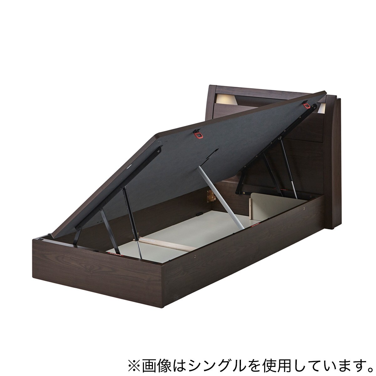 シングルベッドフレーム(OP IB キャビネット 宮・照明付き よこ開き 浅