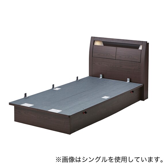 シングルベッドフレーム(OP IB キャビネット 宮・照明付き よこ開き 浅 