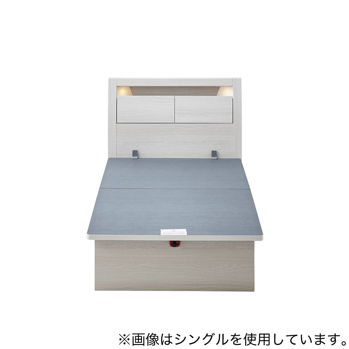 シングルベッドフレーム(OP IB キャビネット 宮・照明付き たて開き 深
