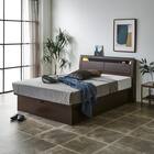 ダブルベッドフレーム(OP IB キャビネット 宮・照明付き たて開き 深型 MBR) 2枚目画像